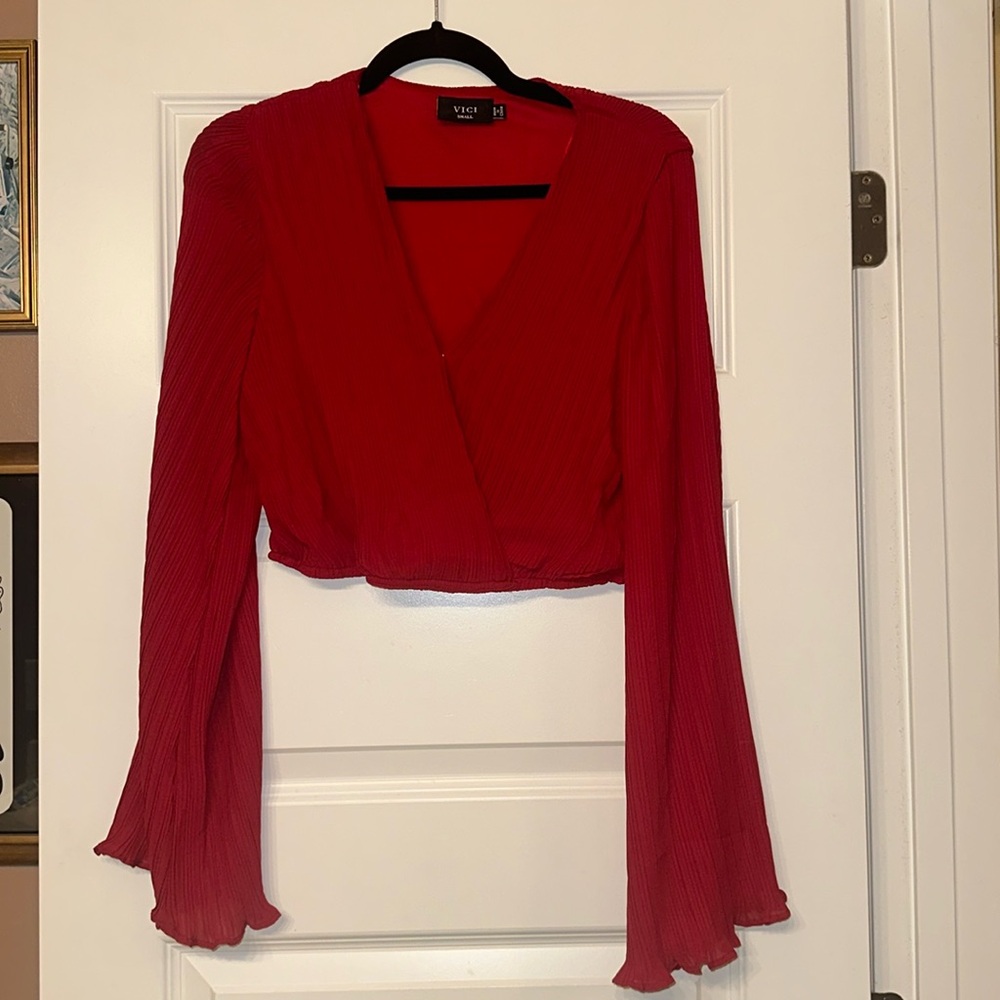 New Without Tags- VICI Red Cropped Blouse- Size Small